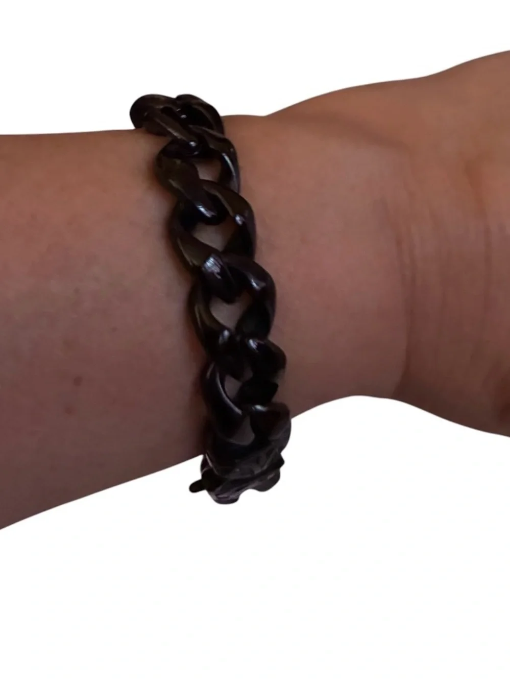 NWOT MEN’S STAINLESS STEEL BLACK COATED THICK BRACELET 9” L